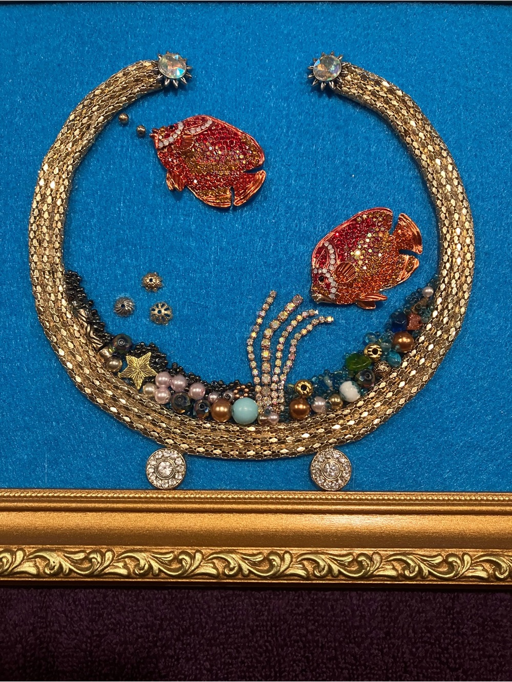 JEWELRY ART COLLAGE IN BRIGHT COLORS. Unique handmade home decor OOAK
